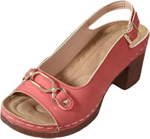 Orthopedic Sandals for Women Strappy Low Chunky Block Heel Sandals Adjustable Slingback Open Toe Heeled Sandal Beach Dress Comfortable Outdoor Shoes