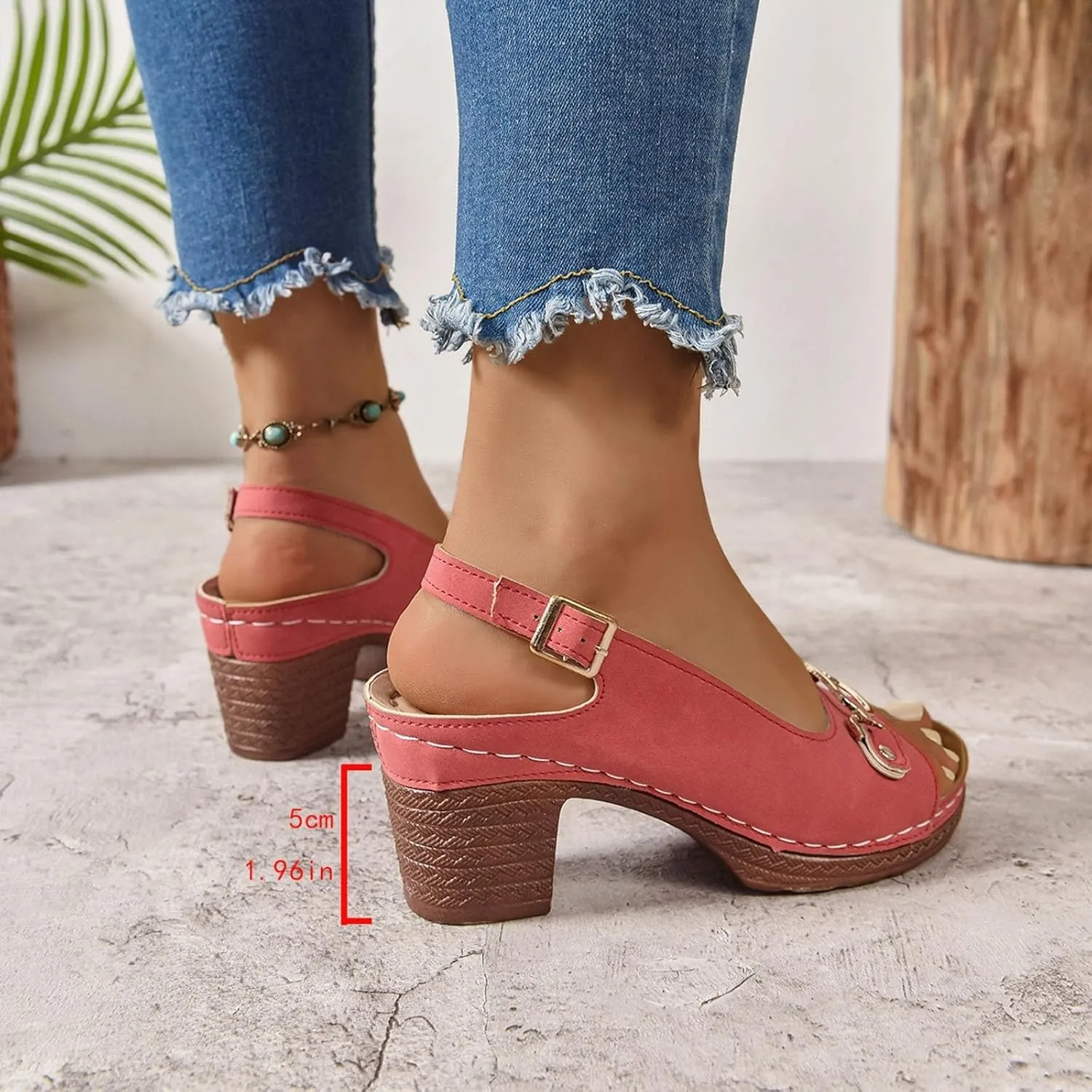 Orthopedic Sandals for Women Strappy Low Chunky Block Heel Sandals Adjustable Slingback Open Toe Heeled Sandal Beach Dress Comfortable Outdoor Shoes