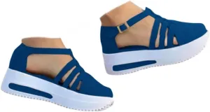 Orthopedic Wedge Sandals for Women Summer Dressy Closed Toe Ankle Strap Platform Sneakers Cutout Low Wedges Slip on Sandals buckle Dressy Shoes Comfortable Outdoor Shoes