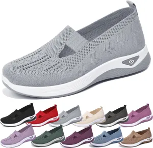 Otrhowaik Womens Shoes, Orthopedic Arch Support Woven Mesh Breathable Soft Sneakers Slip On Wide Footwear