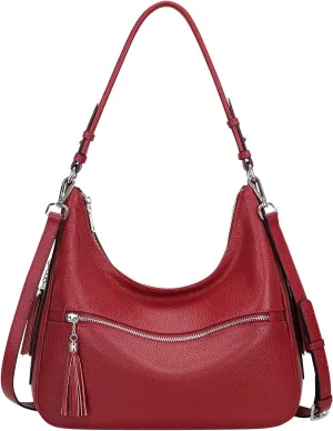Over Earth Genuine Leather Hobo Bags for Women Medium Soft Purses Casual Shoulder Bag and Handbags