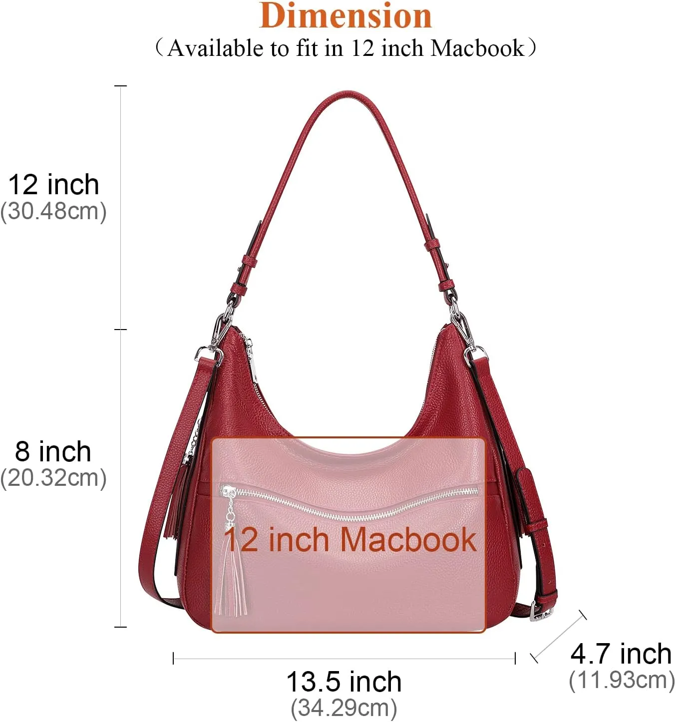 Over Earth Genuine Leather Hobo Bags for Women Medium Soft Purses Casual Shoulder Bag and Handbags