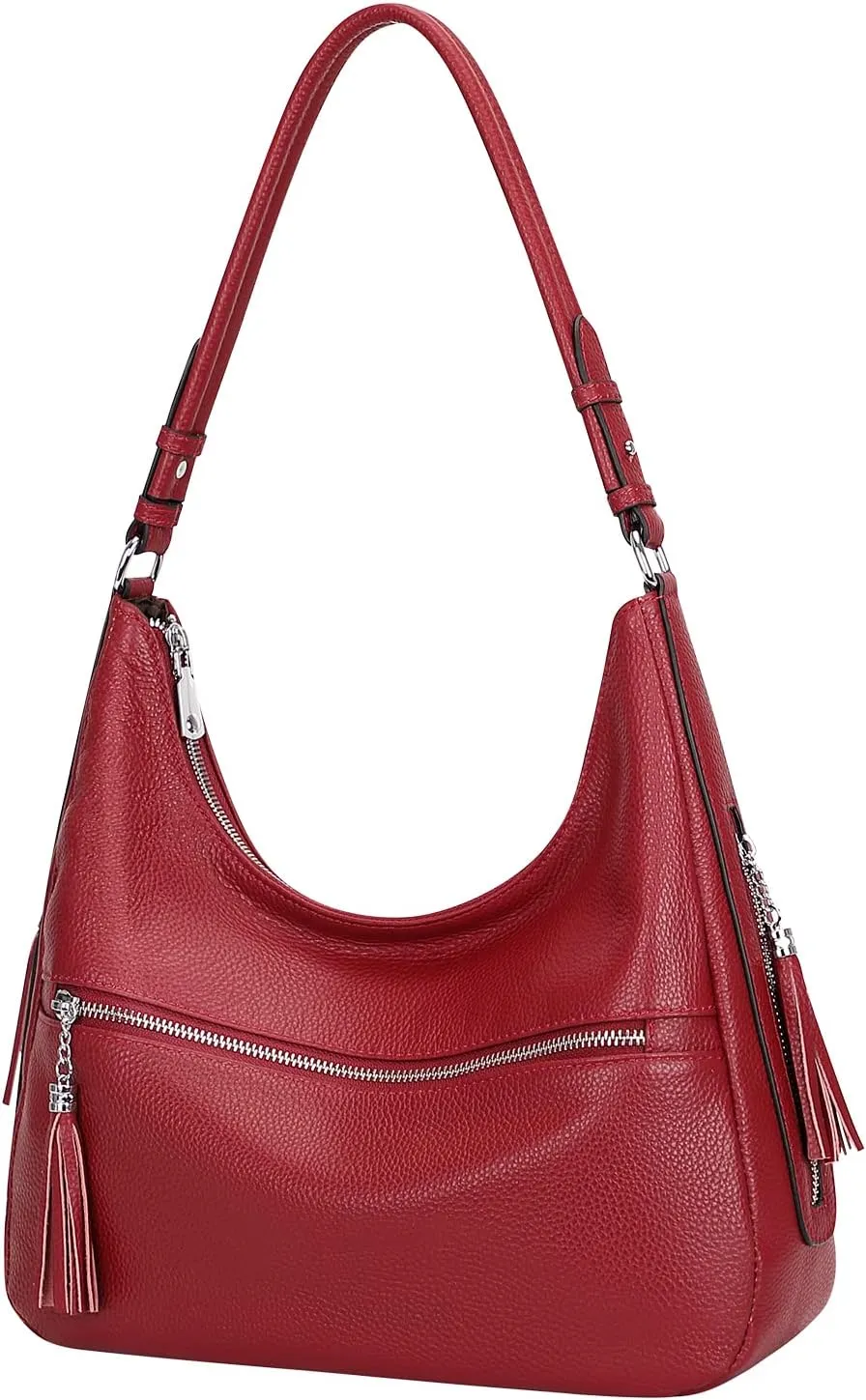 Over Earth Genuine Leather Hobo Bags for Women Medium Soft Purses Casual Shoulder Bag and Handbags