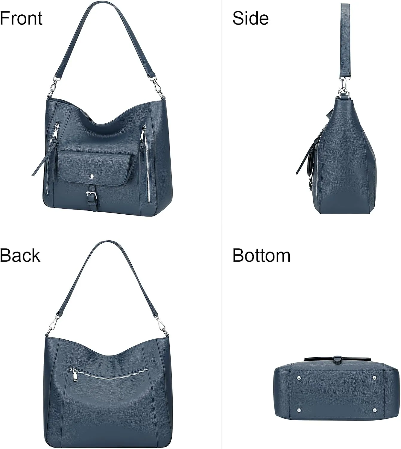 Over Earth Genuine Leather Hobo Bags for Women Soft Large Shoulder Handbags Ladies Classic Work Purses and Handbags