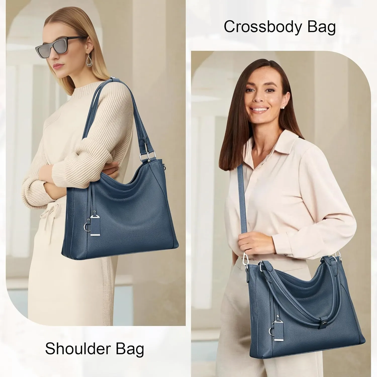Over Earth Soft Leather Handbags for Women Shoulder Hobo Bag Large Tote Crossbody Bags