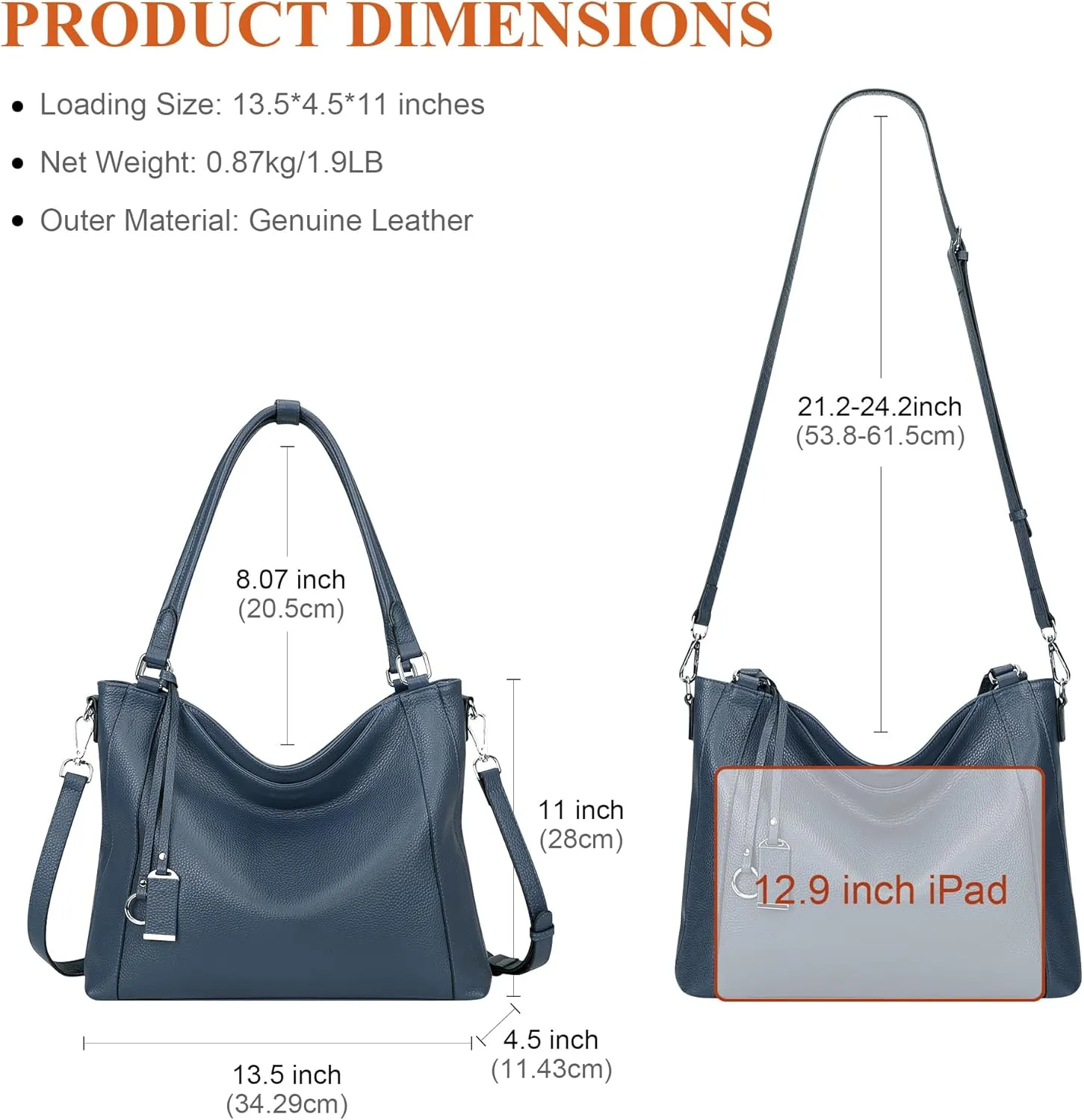 Over Earth Soft Leather Handbags for Women Shoulder Hobo Bag Large Tote Crossbody Bags