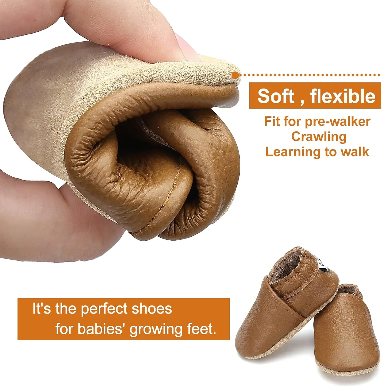 OWLOWLA Soft Sole Baby Shoes Leather Baby First Walking Crib Shoes Slip-on Baby Moccasins Infant Toddler Pre-Walker Shoes for Boy Girl