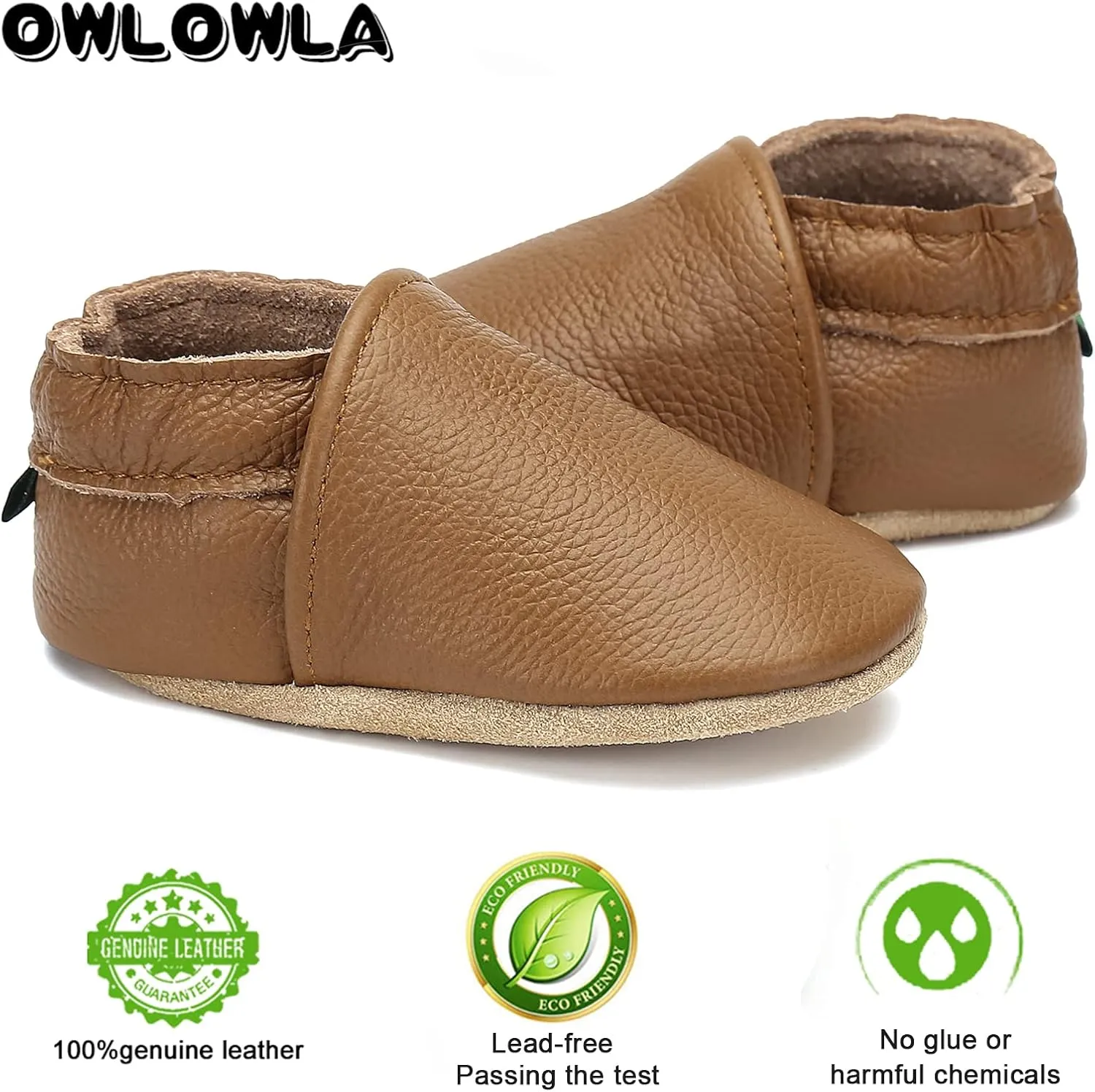 OWLOWLA Soft Sole Baby Shoes Leather Baby First Walking Crib Shoes Slip-on Baby Moccasins Infant Toddler Pre-Walker Shoes for Boy Girl