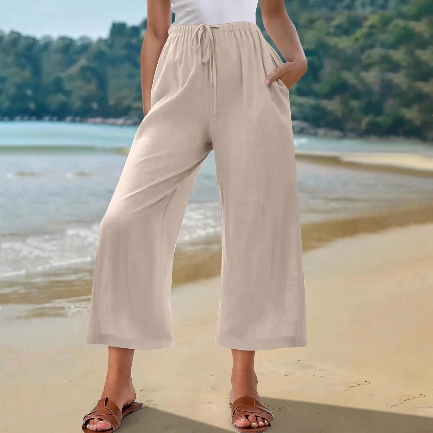 Palazzo Pants for Women Casual Comfortable Fit High Waist Casual Daily Outing Pants Petite Tea Party Classic Trousers