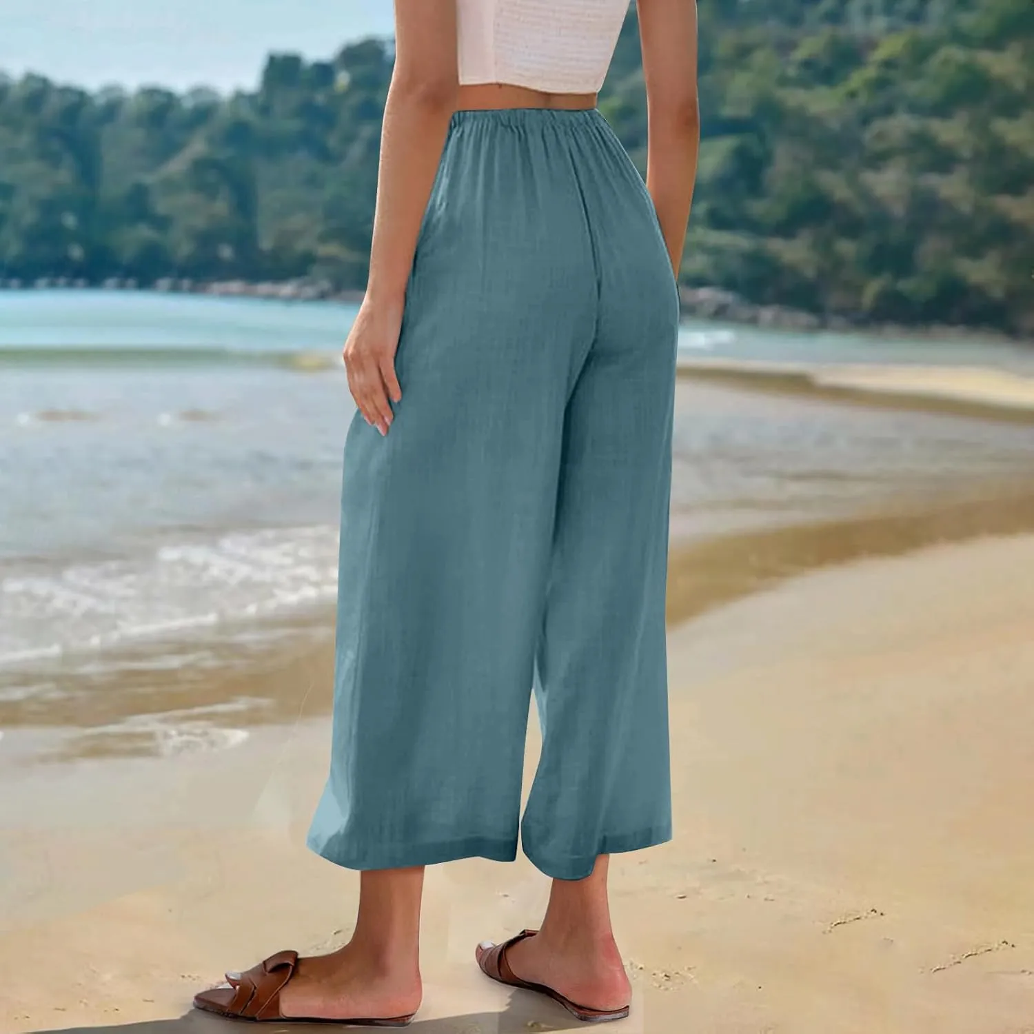 Palazzo Pants for Women Casual Comfortable Fit High Waist Casual Daily Outing Pants Petite Tea Party Classic Trousers