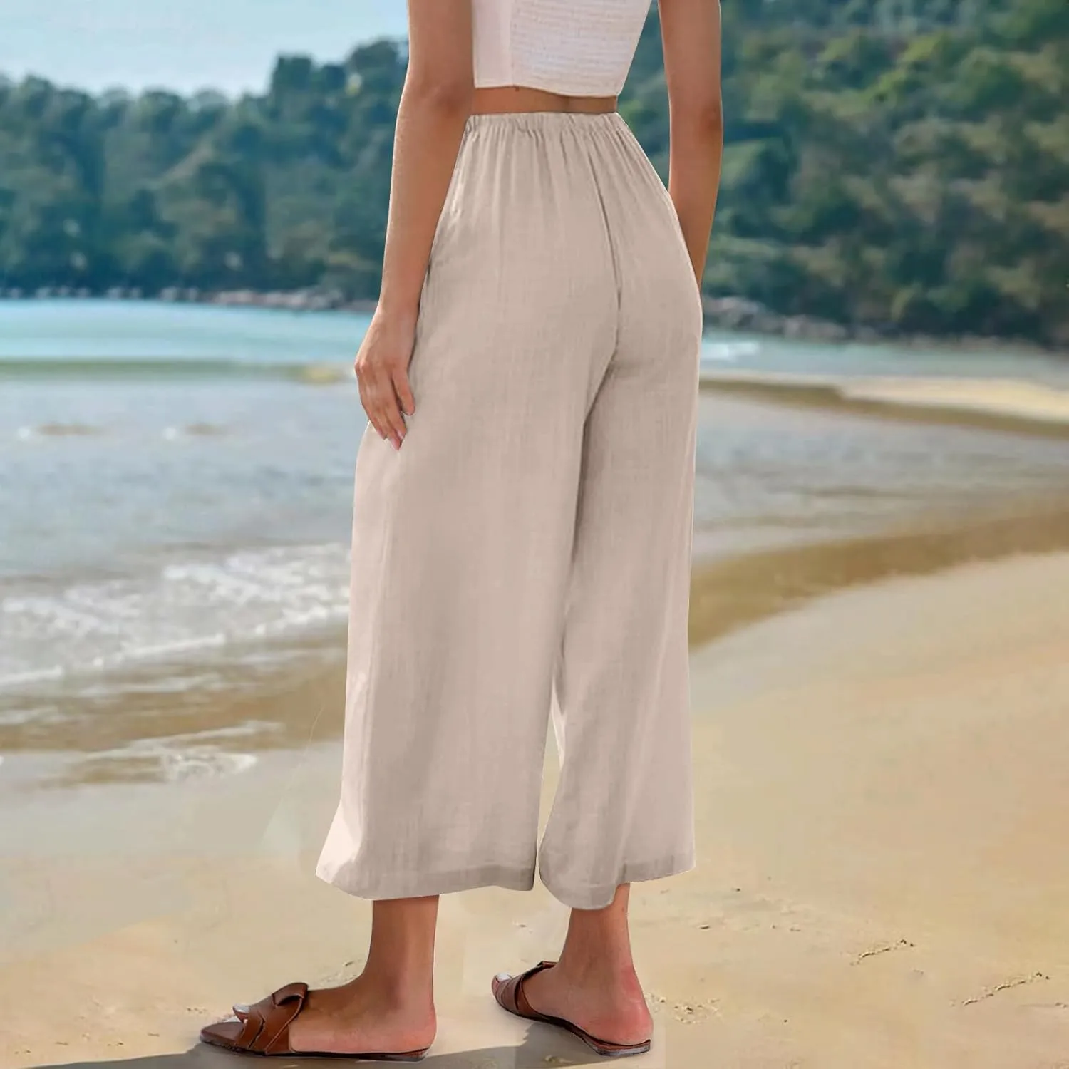 Palazzo Pants for Women Casual Comfortable Fit High Waist Casual Daily Outing Pants Petite Tea Party Classic Trousers