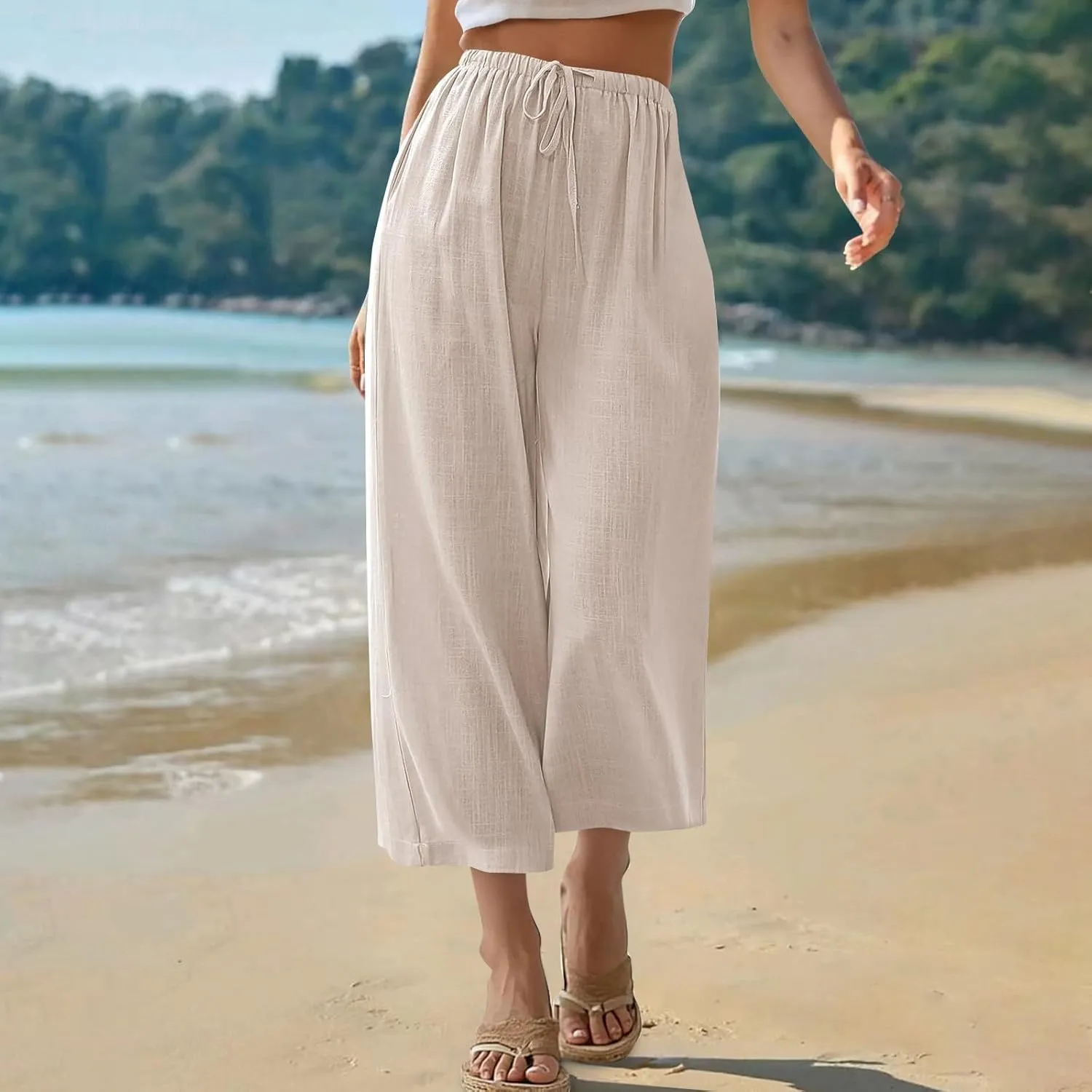 Palazzo Pants for Women Casual Comfortable Fit High Waist Casual Daily Outing Pants Petite Tea Party Classic Trousers