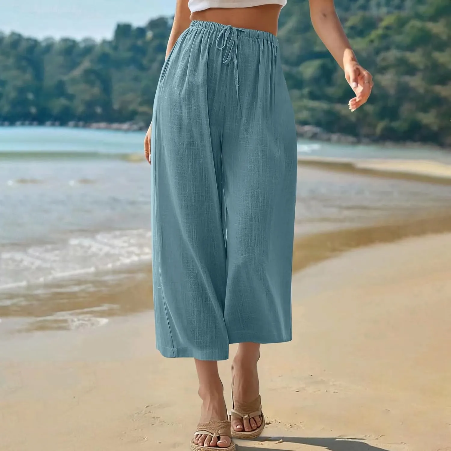 Palazzo Pants for Women Casual Comfortable Fit High Waist Casual Daily Outing Pants Petite Tea Party Classic Trousers
