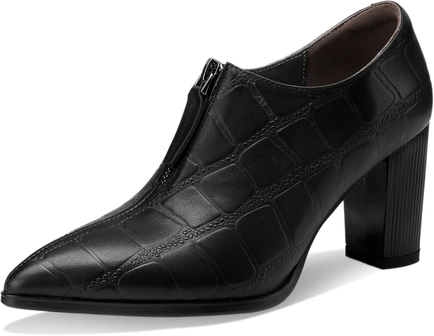 Patent Leather Ankle Boots for Women Chunky Block Pointed Toe Extra Wide Booties Botas Para Mujer High Heels Dress Warm Lined Classic Ladies Comfortable Dressy 3 Inch Boot