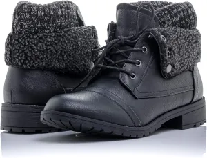 Patty-01 Women's Combat Style Lace Up Ankle Bootie Women's Hiking Boot with Rugged Low Heel