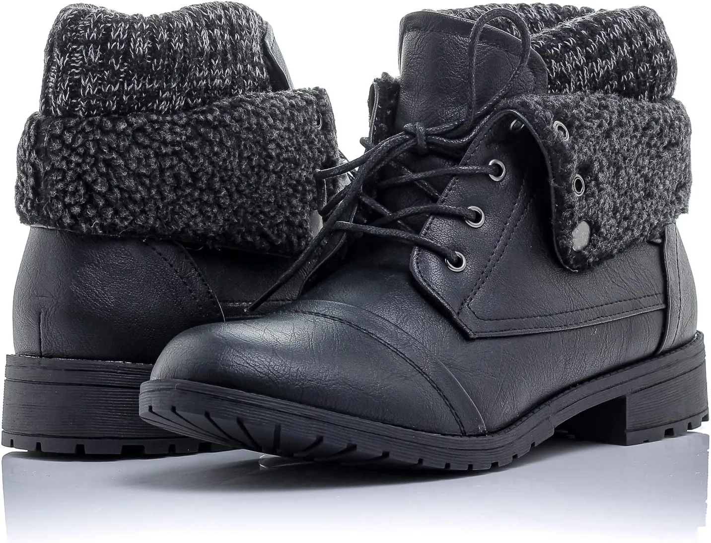 Patty-01 Women's Combat Style Lace Up Ankle Bootie Women's Hiking Boot with Rugged Low Heel