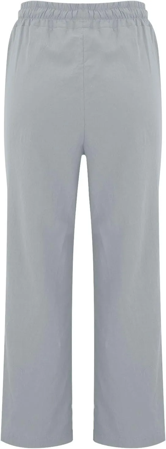 Petite Beach Pants for Women Comfortable Fit Solid Classic Friends' Gathering Big and Tall Linen Daily Outing Trendy Trousers
