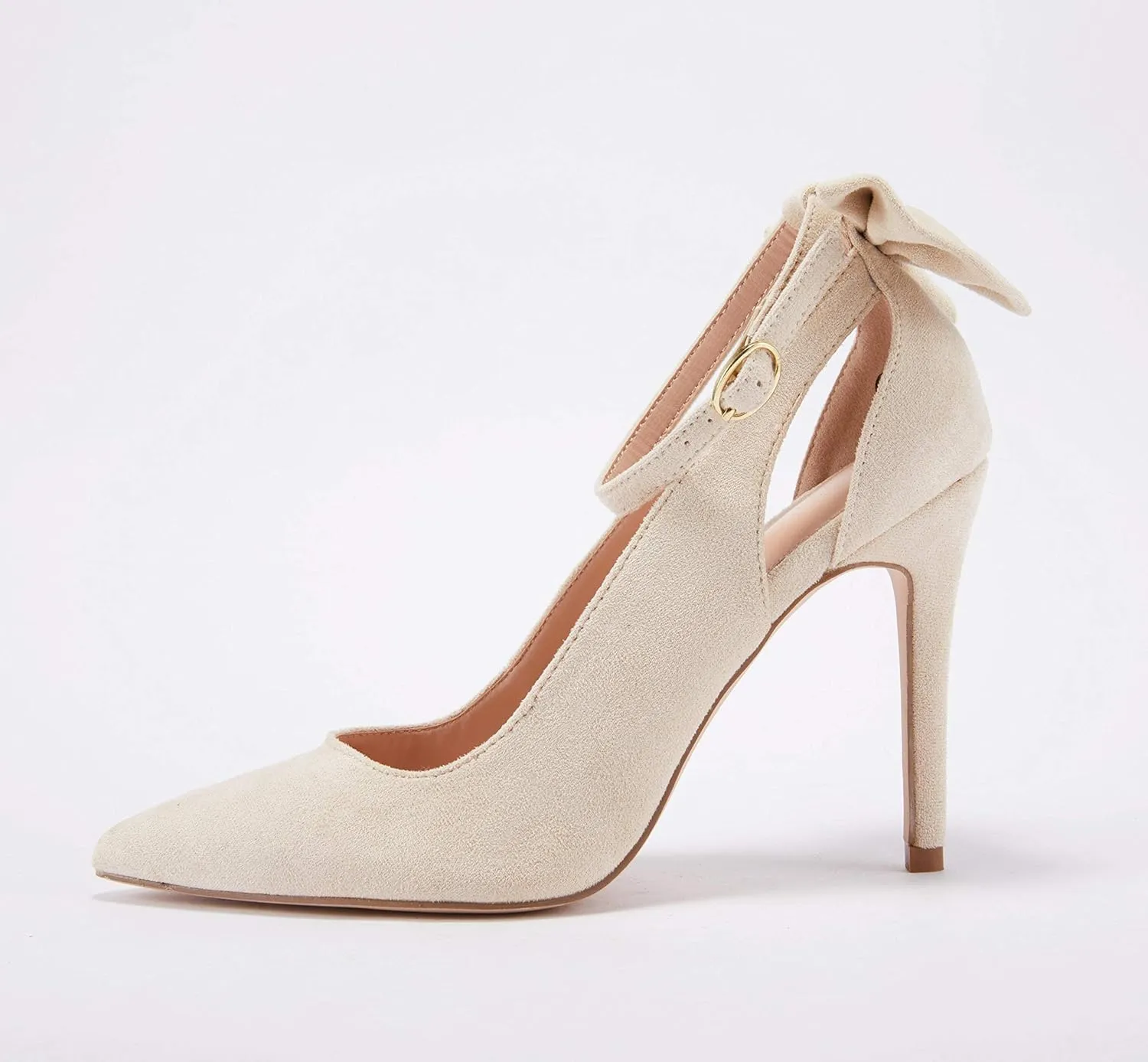 PiePieBuy Women's Pointed Toe High Heels Ankle Strap D'Orsay Pumps Shoes Bow Wedding Bowtie Back Dress Sandals