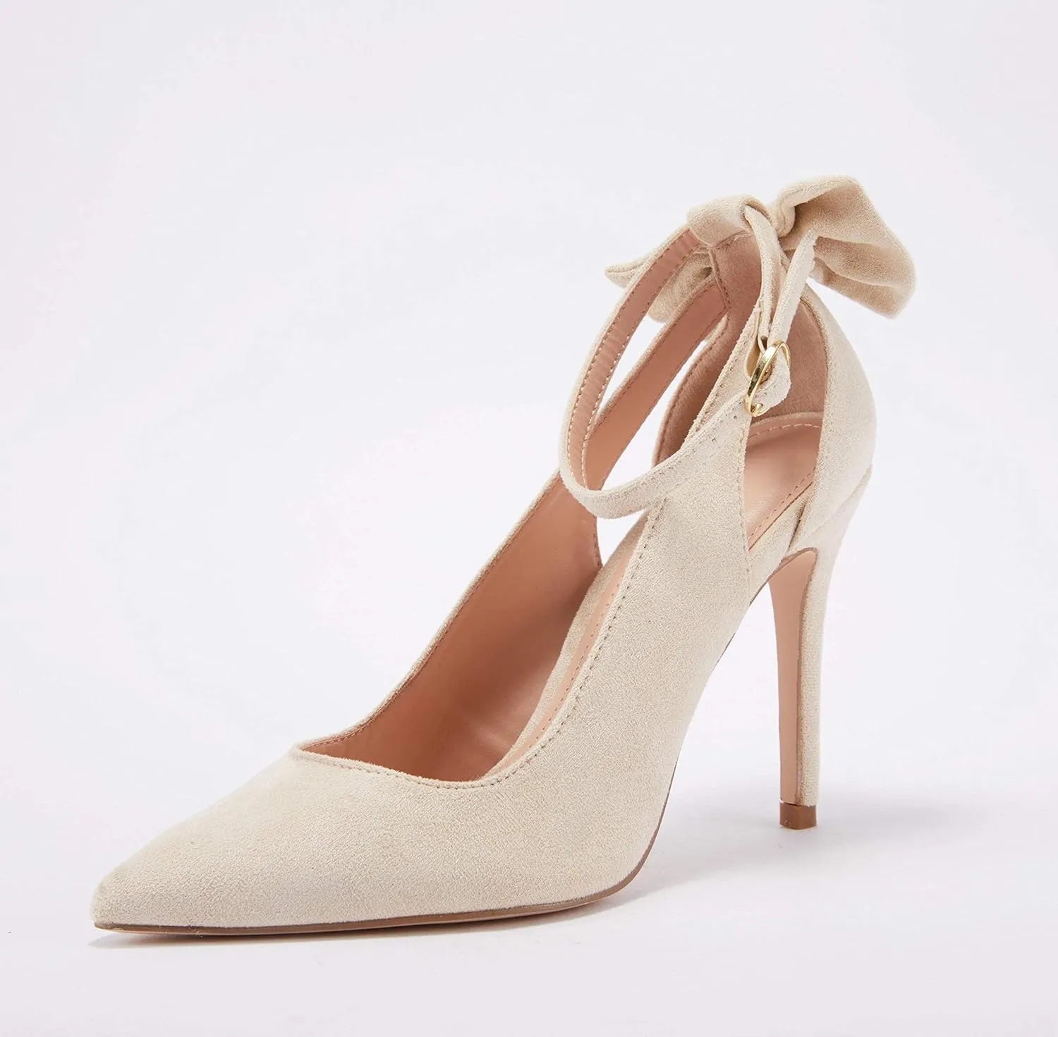 PiePieBuy Women's Pointed Toe High Heels Ankle Strap D'Orsay Pumps Shoes Bow Wedding Bowtie Back Dress Sandals