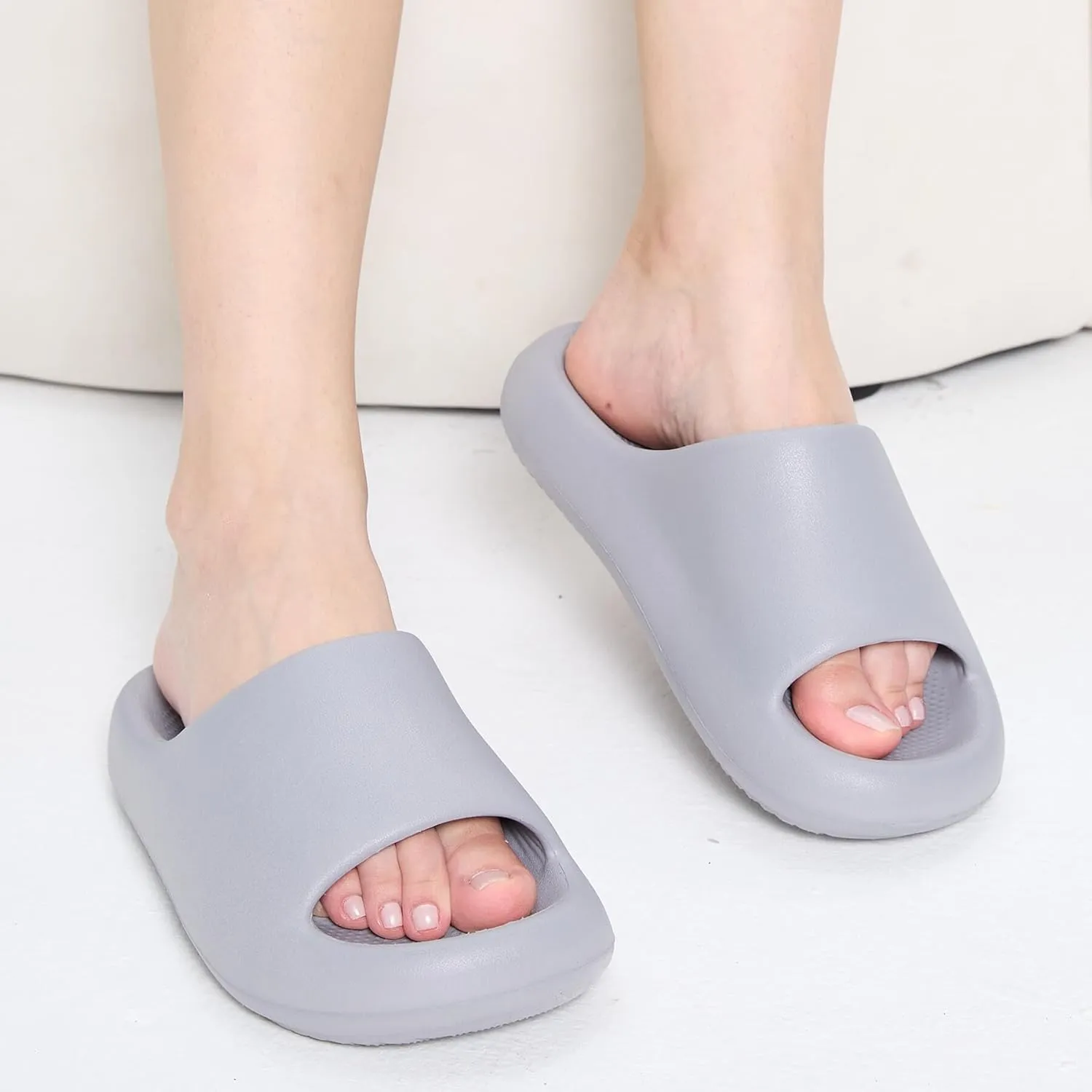 Pillow Slippers for Women and Men, Cloud Slides Shower Sandals House Shoes, Comfy and Cushioned Thick Sole