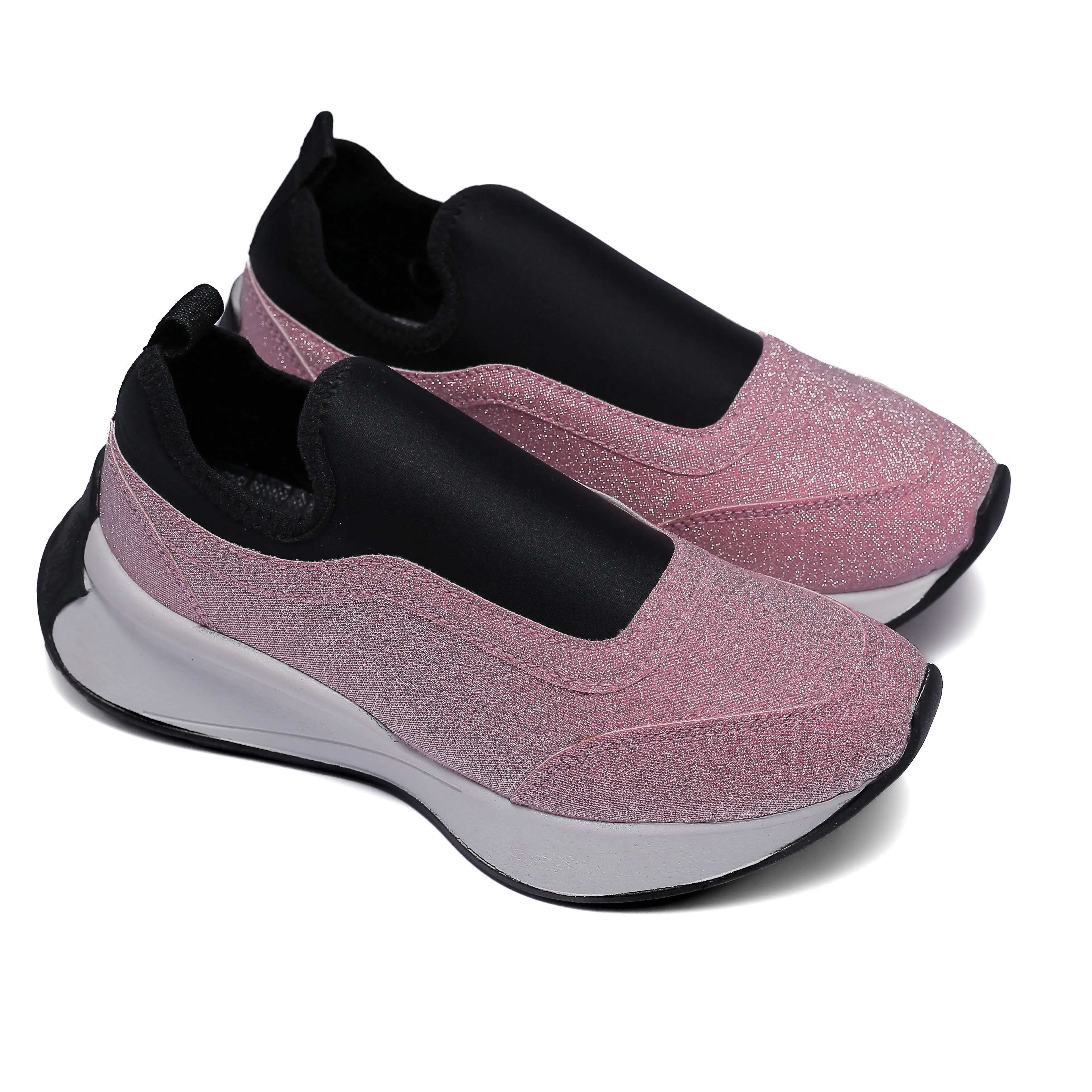 Pink Glitter Slip-On Sneakers
