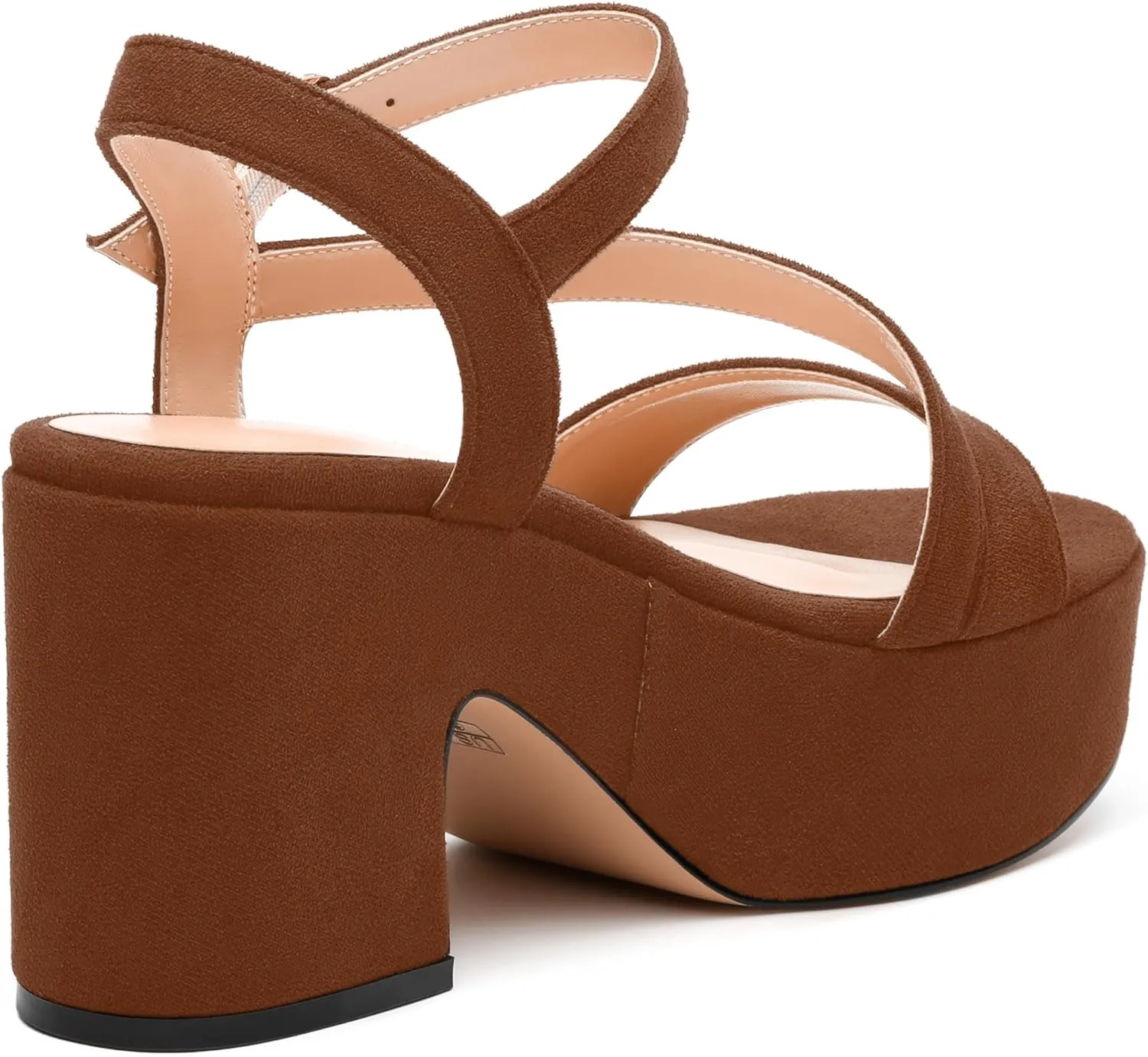 Platform Wedges Women - Chunky Heel Sandals with Adjustable Ankle Strap, Open Round Toe Solid Color for Office, Parties & Daily Wear