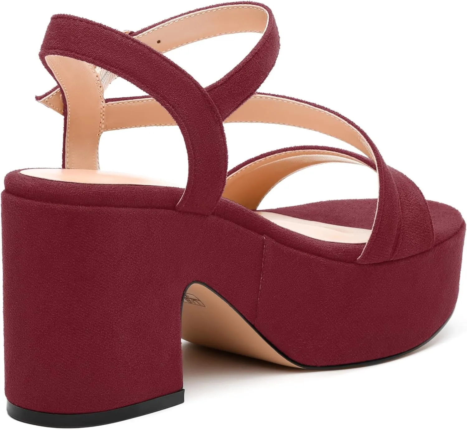 Platform Wedges Women - Chunky Heel Sandals with Adjustable Ankle Strap, Open Round Toe Solid Color for Office, Parties & Daily Wear