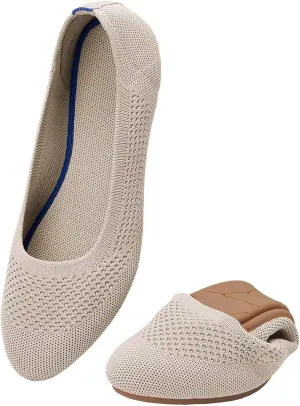 poemlady Women’s Ballet Flat Dress Knit Round Toe Slip On Ballerina Walking Shoes for Womam Casual Comfort Soft