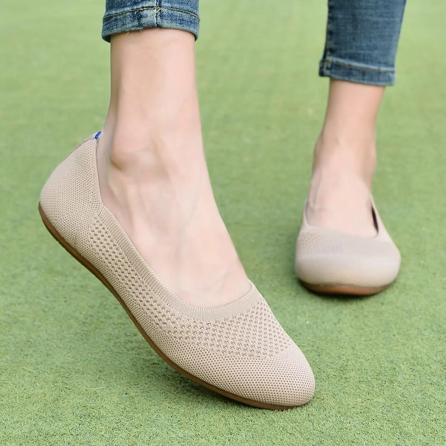 poemlady Women’s Ballet Flat Dress Knit Round Toe Slip On Ballerina Walking Shoes for Womam Casual Comfort Soft