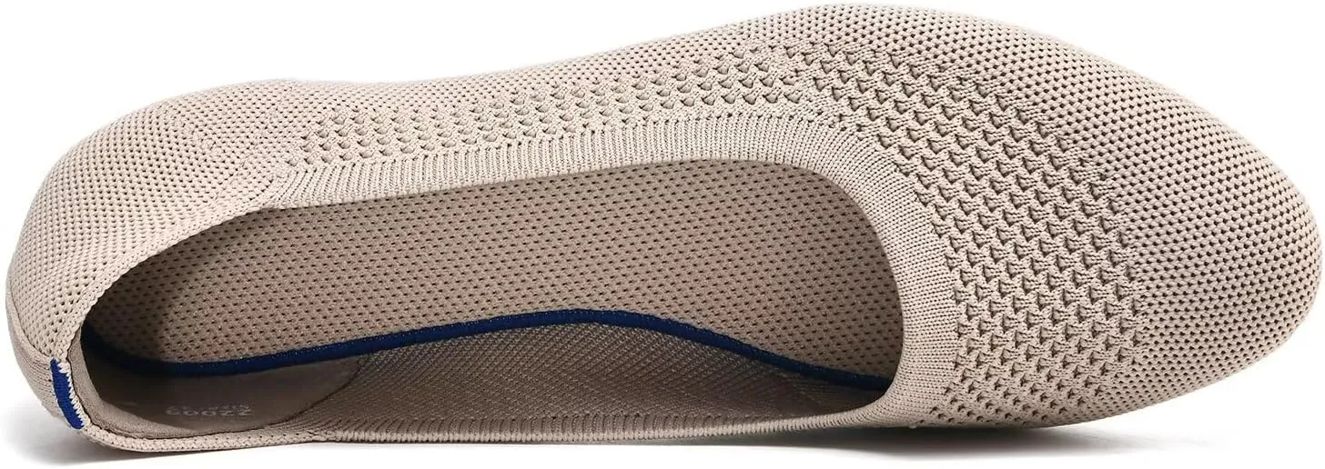 poemlady Women’s Ballet Flat Dress Knit Round Toe Slip On Ballerina Walking Shoes for Womam Casual Comfort Soft