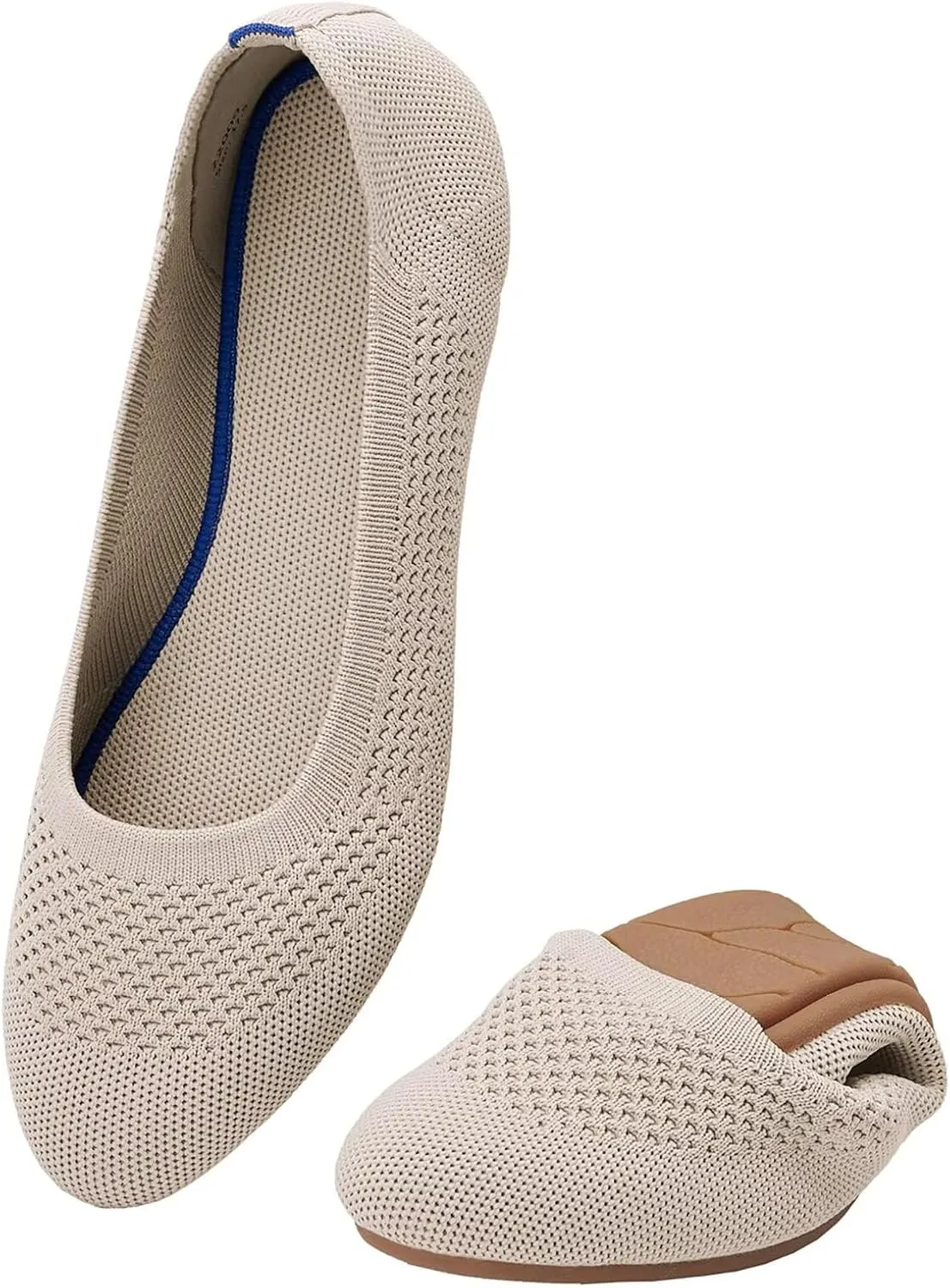 poemlady Women’s Ballet Flat Dress Knit Round Toe Slip On Ballerina Walking Shoes for Womam Casual Comfort Soft