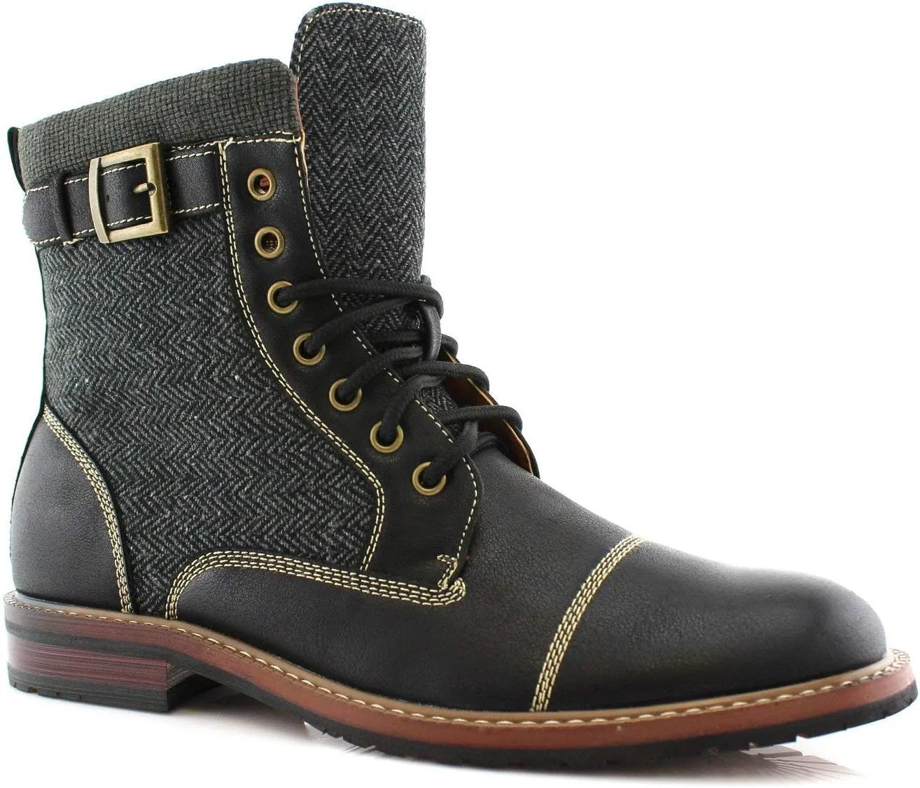 Polar Fox Mitch MPX808576 Mens Casual Cap Toe Boot Motorcycle Zipper Boots Men