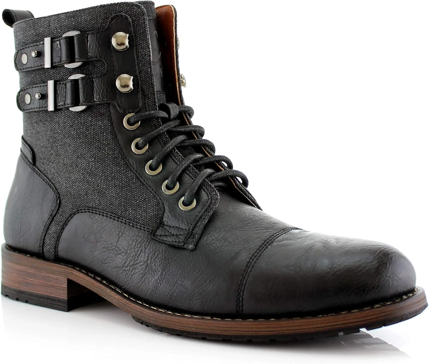 Polar Fox Mitch MPX808576 Mens Casual Cap Toe Boot Motorcycle Zipper Boots Men