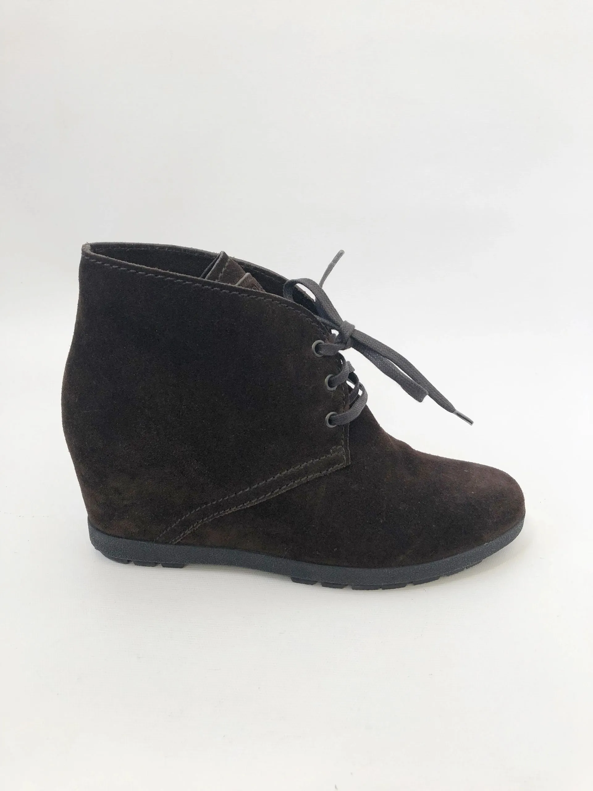 Prada Donna Wedge Ankle Boot Size 38.5 It (8.5 Us)