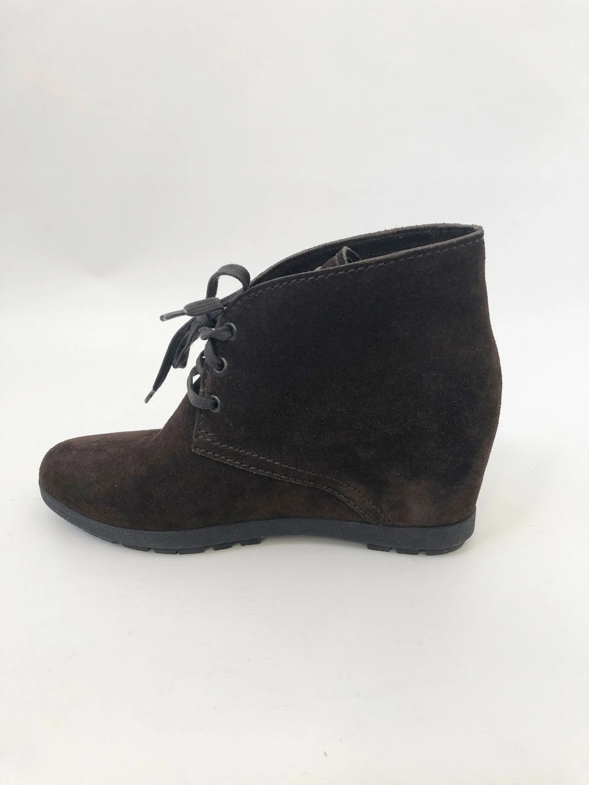 Prada Donna Wedge Ankle Boot Size 38.5 It (8.5 Us)