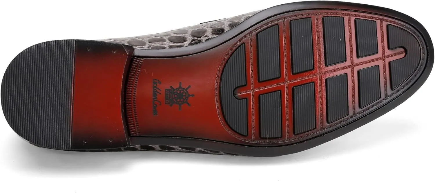 Premium Dress Shoes for Men, Classic Alligator Printed Business Leather Dress Slip on Loafer Shoes for Mens