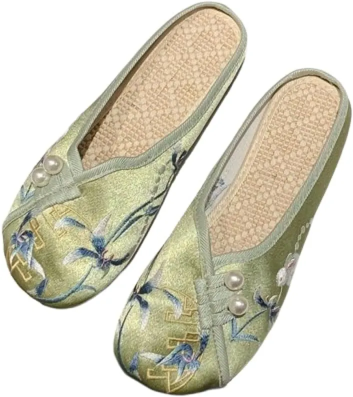 Premium Luxury Asian Satin Silk All Seasons Comfort Women's House Slippers Non Slip Indoor Outdoor Soft Home Slip On Shoes