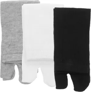 PRETYZOOM 3 Pairs Tabi Socks, Unisex Cotton Flop Socks, Split Toe Socks, Sandal Big Toe Socks, Split Toe Socks for Women Men (White Black Grey)