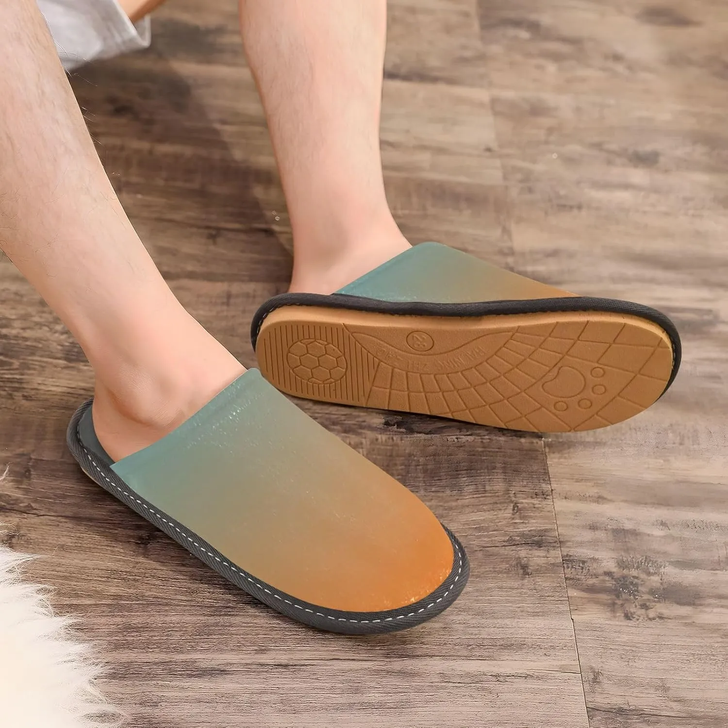 Purple Yellow Gradient House Slippers for Women Men Non-Slip Slip On Slippers