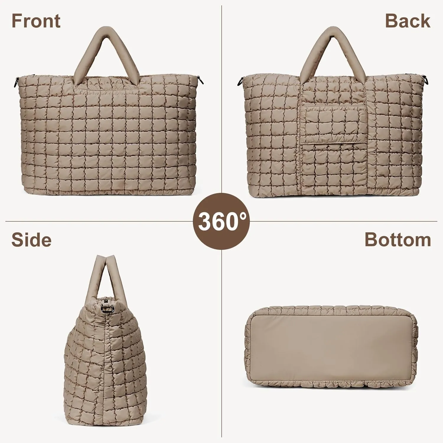 Quilted Duffle Bag for Travel, Large Puffer Duffel Weekender Bags Soft Gym Tote, Big Puffy Carry on Luggage Overnight