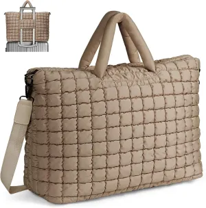 Quilted Duffle Bag for Travel, Large Puffer Duffel Weekender Bags Soft Gym Tote, Big Puffy Carry on Luggage Overnight