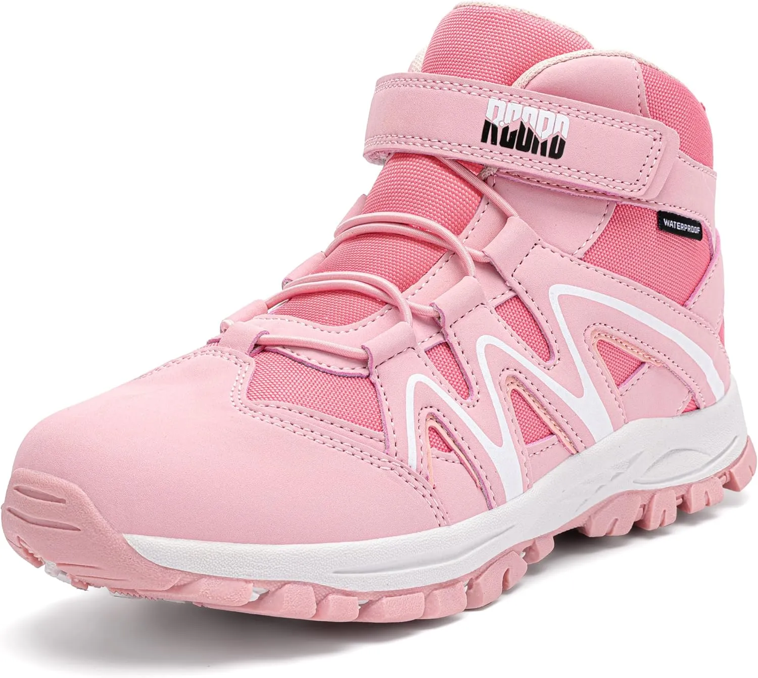 R CORD Kids Hiking Boots Kids Hiking Shoes Girls Hiking Boots Waterproof Non-Slip Girls Hiking Shoes for Outdoor Rugged Quick Closure Durable TPR Traction Outsole