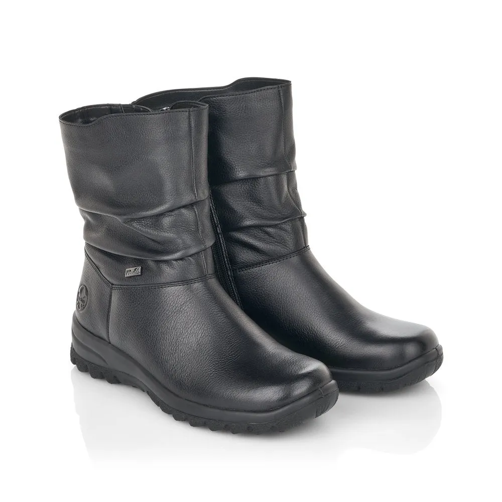RIEKER - Z7193-00 TEX FLAT ZIP COSY LINED ANKLE BOOT - BLACK