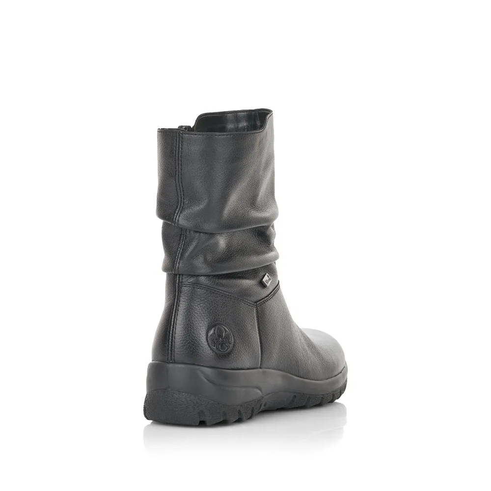 RIEKER - Z7193-00 TEX FLAT ZIP COSY LINED ANKLE BOOT - BLACK