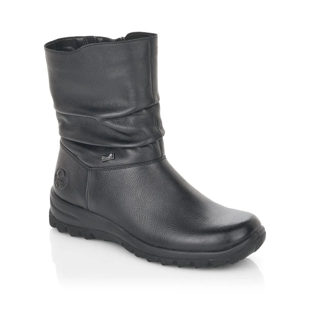 RIEKER - Z7193-00 TEX FLAT ZIP COSY LINED ANKLE BOOT - BLACK
