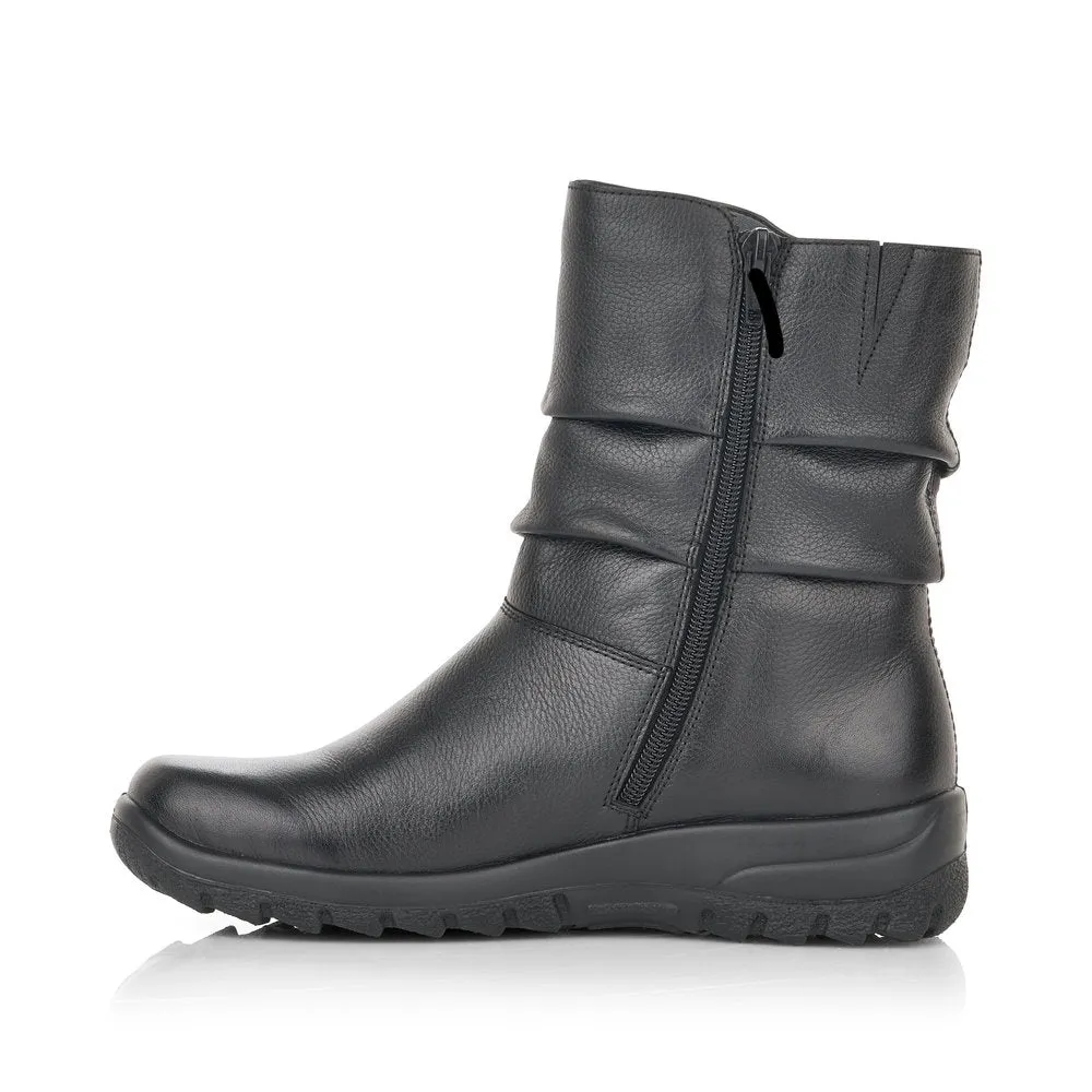 RIEKER - Z7193-00 TEX FLAT ZIP COSY LINED ANKLE BOOT - BLACK
