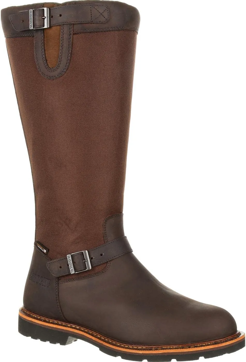 ROCKY Mens Great Falls Snakebite16 Inch Waterproof Zippered Casual Boots Over the Knee - Brown