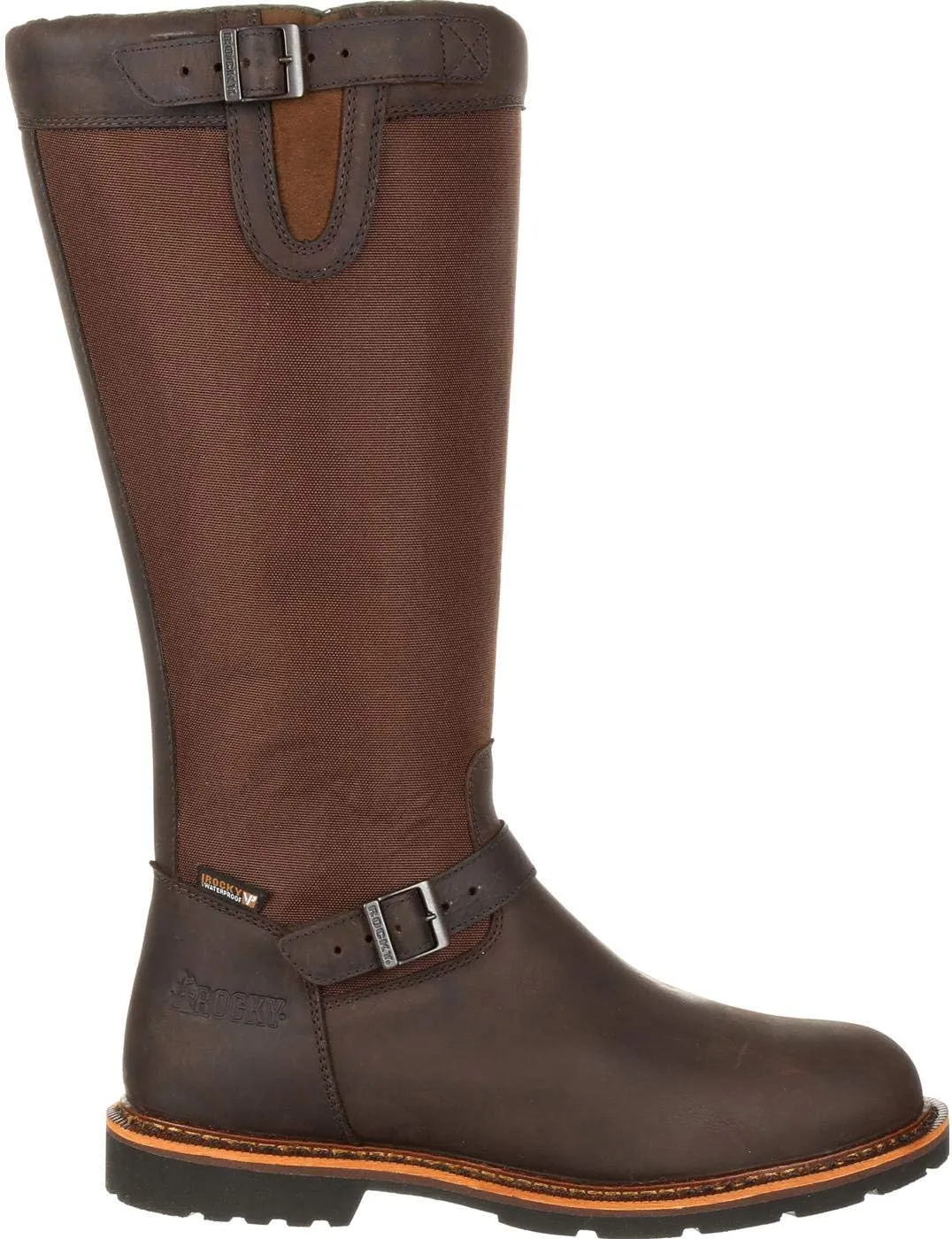 ROCKY Mens Great Falls Snakebite16 Inch Waterproof Zippered Casual Boots Over the Knee - Brown