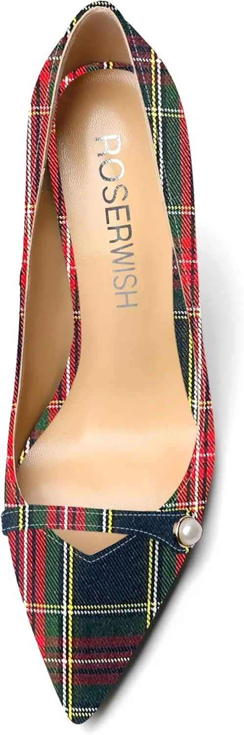 ROSERWISH Womens Night Club Slip On Sexy Pointed Toe Party Patent Stiletto High Heel Pumps Dress Shoes 4 Inch