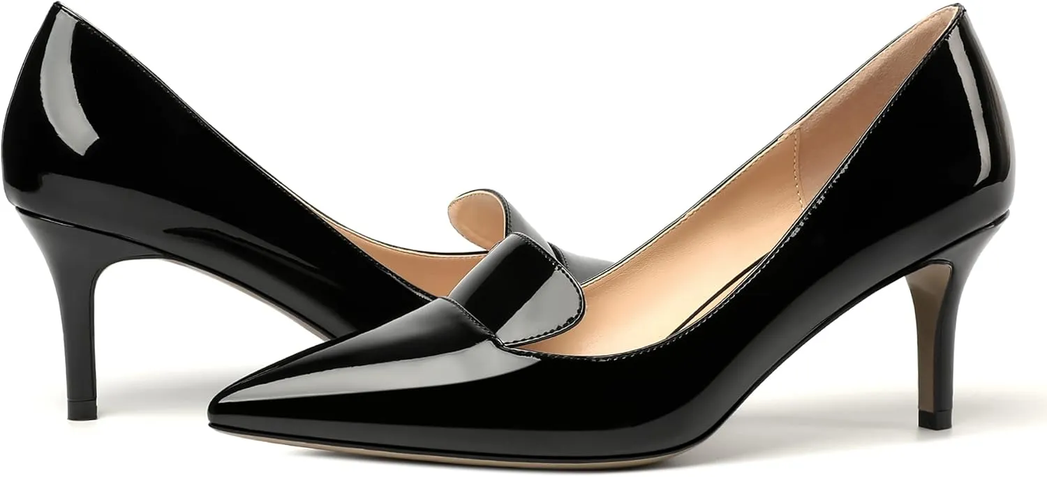 ROSERWISH Womens Patent Pointed Toe Fashion Party Slip On Office Stiletto High Heel Pumps Dress Shoes 2.5 Inch